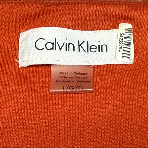 Calvin Klein Orange Chevron Sleeves Top - Size Large - Picture 7 of 14